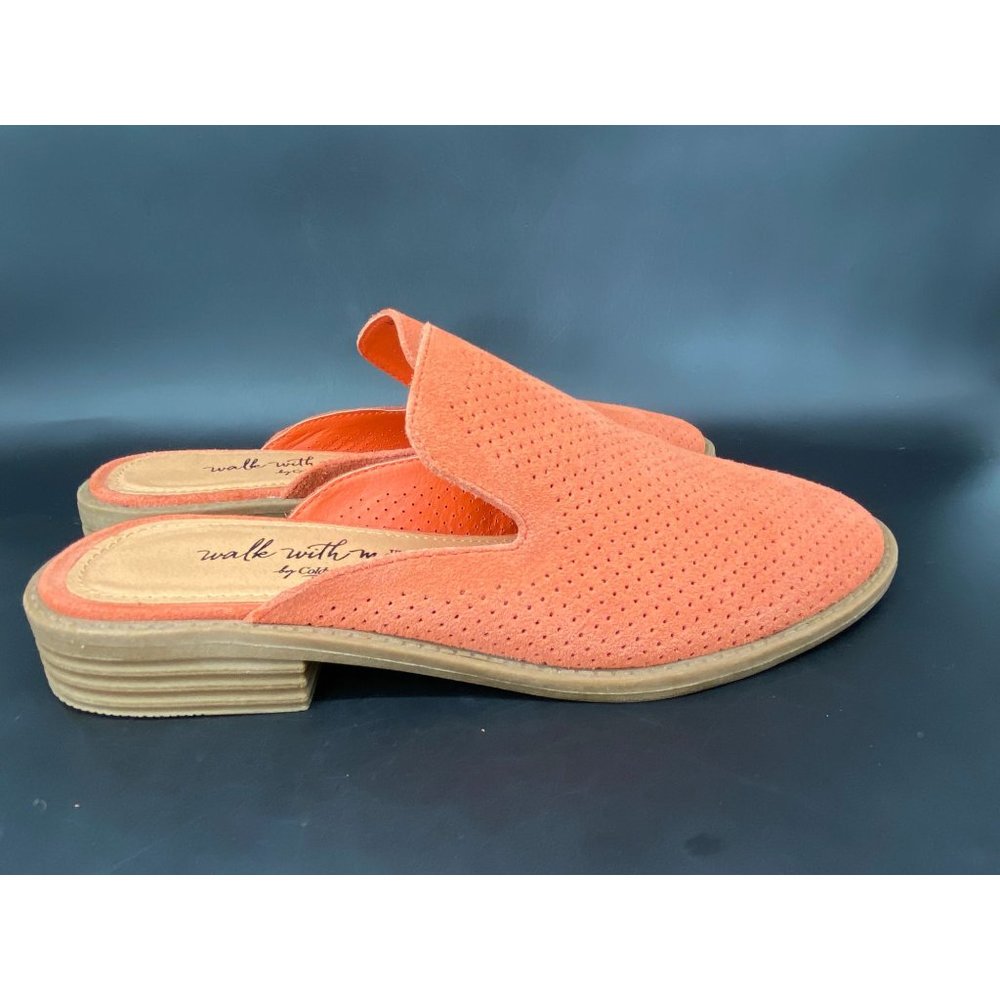 Coldwater Creek "Walk With Me" Orange Women's Size 6.5M Slides Suede Slip On - Picture 7 of 10
